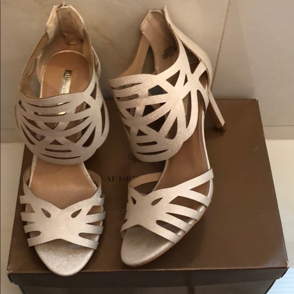 Rose Gold Open Toe Heels (sz. 9.5)